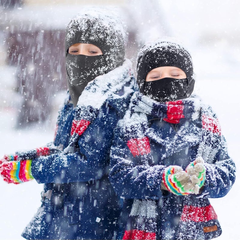 Funtery 4 Pcs Winter Kids Balaclava Face Mask for Boy Girl Warm Windproof Fleece Face Mask for Skiing Cycling Gear - Image 2